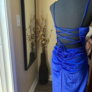 Elegant Blue Strappy Back Dress